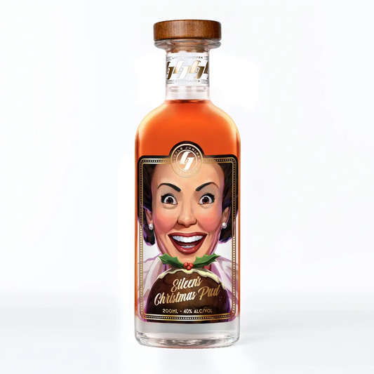 Adelaide gin distillery Little Juniper Christmas Gin. Eileen's Christmas Pud Christmas Gin. Christmas pudding gin, distilled in Adelaide. South Australian distillery Little Juniper Distilling Gin cocktails,  gin distillery Australia, limoncello Australia, Australian limoncello, 200ml Christmas GIN, MINI CHRISTMAS gin 